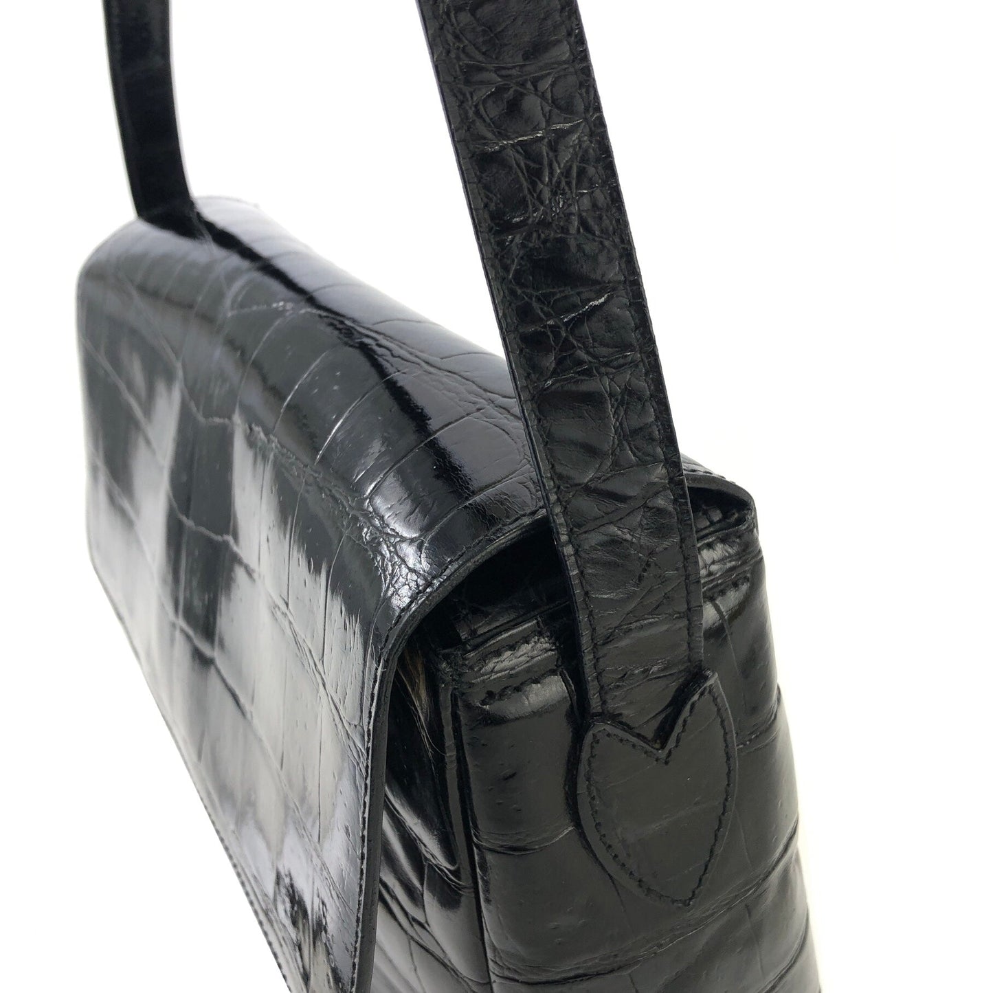FENDI Janus Crocodile embossed Shoulder bag Black Vintage Old 8ap7ix