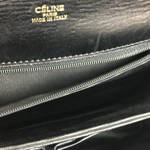 CELINE Blason Triomphe Leather Crossbody Shoulder bag Black Vintage Old celine pniuge