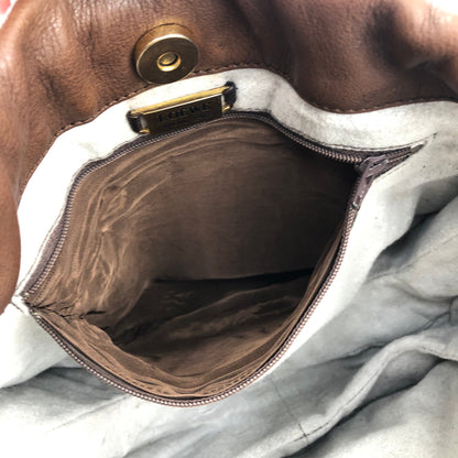 LOEWE Anagram Nappa 皮革翻蓋抽繩單肩包棕色復古舊 x54hb4