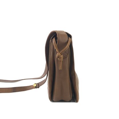 LOEWE Anagram Nappa 皮革翻蓋抽繩單肩包棕色復古舊 x54hb4