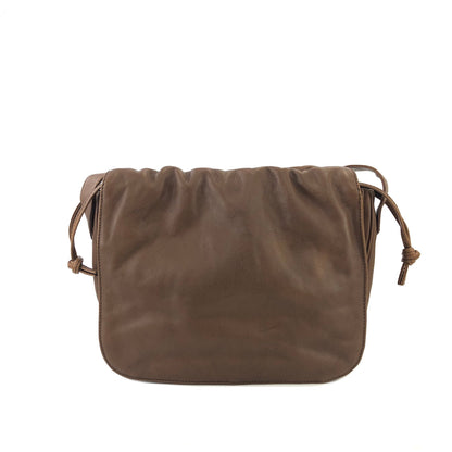 LOEWE Anagram Nappa 皮革翻蓋抽繩單肩包棕色復古舊 x54hb4