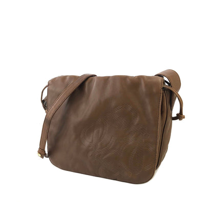 LOEWE Anagram Nappa 皮革翻蓋抽繩單肩包棕色復古舊 x54hb4