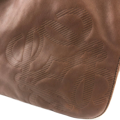 LOEWE Anagram Nappa 皮革翻蓋抽繩單肩包棕色復古舊 x54hb4