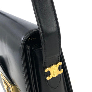 CELINE Blason Triomphe Leather Crossbody Shoulder bag Black Vintage Old celine pniuge