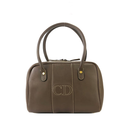 Christian Dior CD 標誌縫線手提包波士頓包棕色舊款復古 dpvhg3