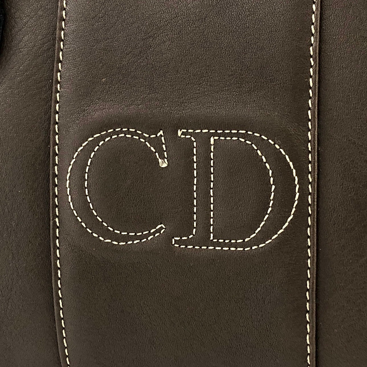 Christian Dior CD logo Stitch Handbag Boston bag Brown Old Vintage dpvhg3