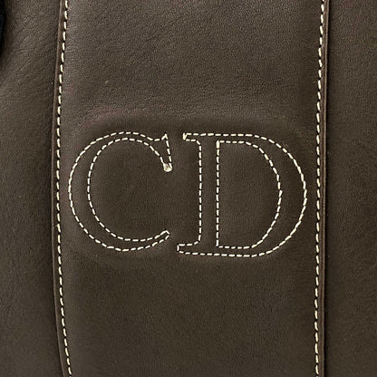 Christian Dior CD 標誌縫線手提包波士頓包棕色舊款復古 dpvhg3