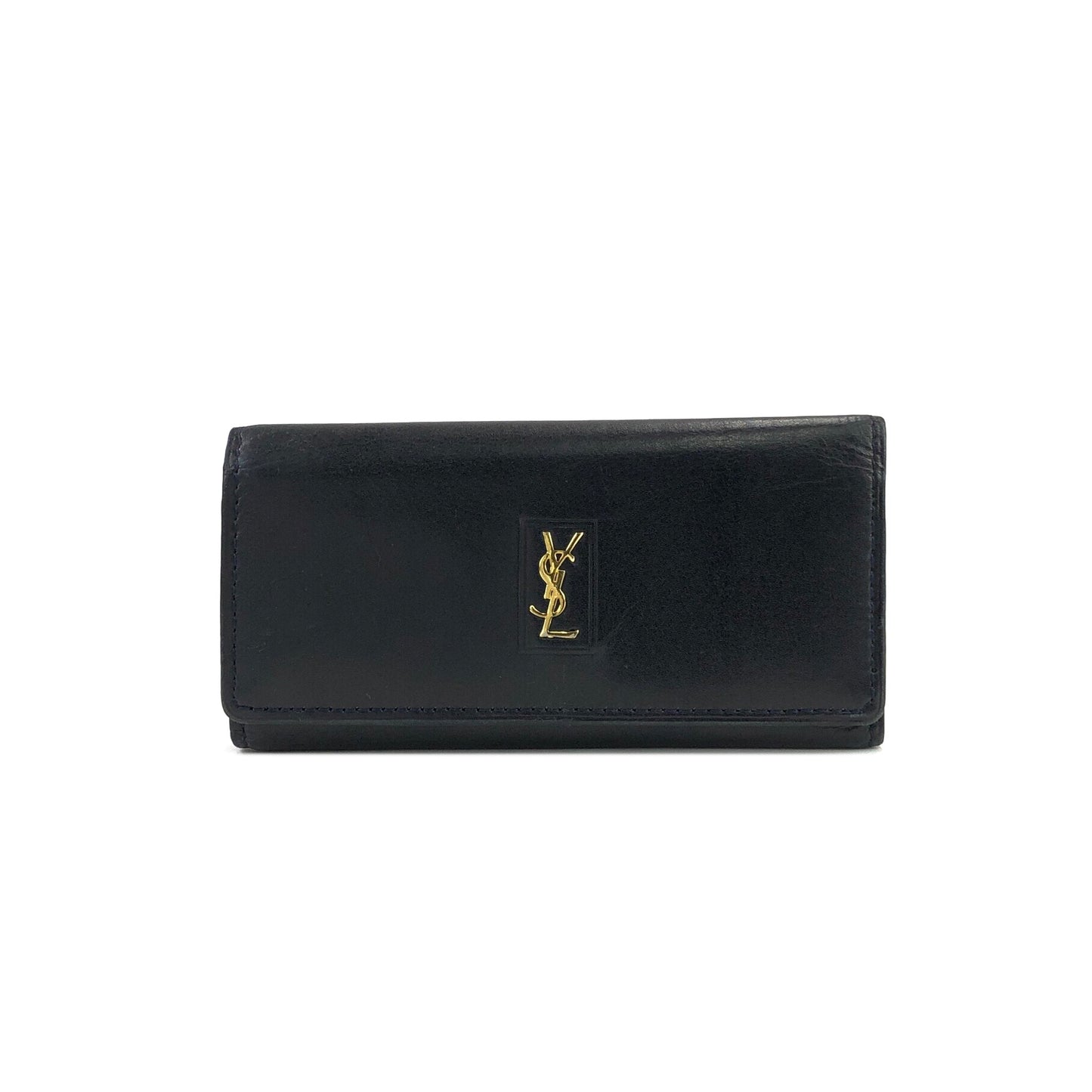 Yves Saint Laurent YSL motif leather key case dark navy w2js36