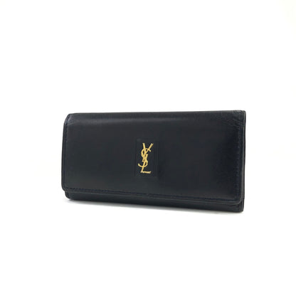 Yves Saint Laurent YSL motif leather key case dark navy w2js36
