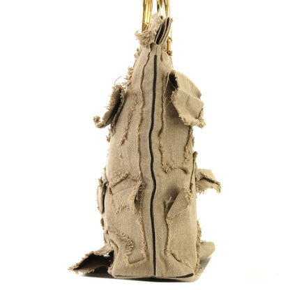 LOEWE Anagram logo Metal handle Fabric Handbag Beige Vintage ne5fzd