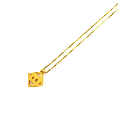 Christian Dior CD logo Rhinestone Square Necklace Gold Vintage Old jxfni8