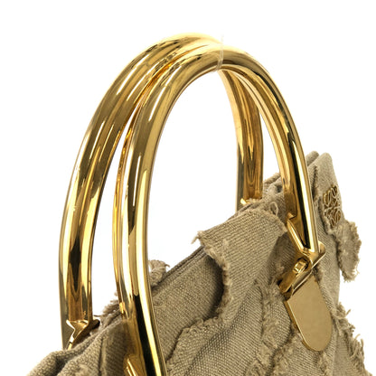 LOEWE Anagram logo Metal handle Fabric Handbag Beige Vintage ne5fzd