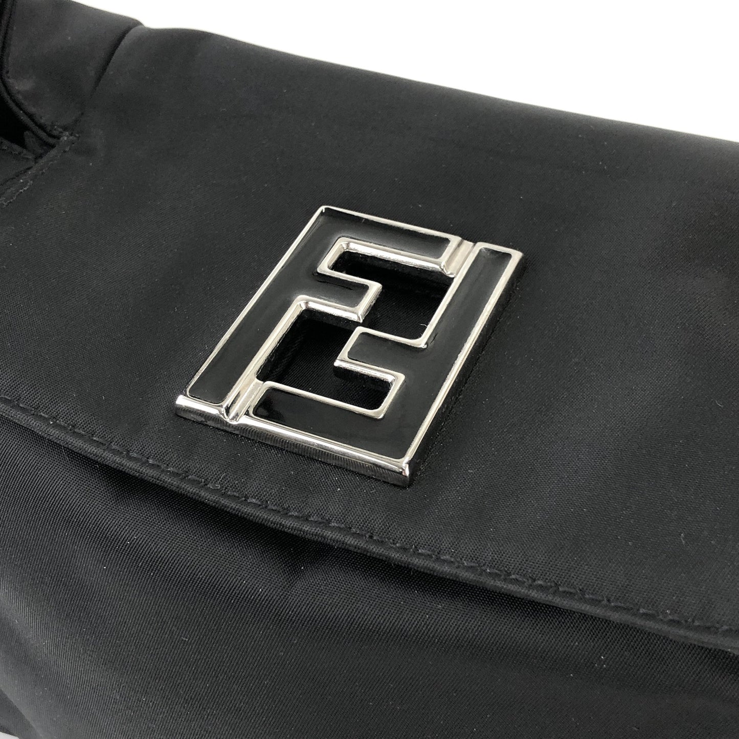 FENDI FF logo Nylon Shoulder bag Black Vintage Old 4jhjh2