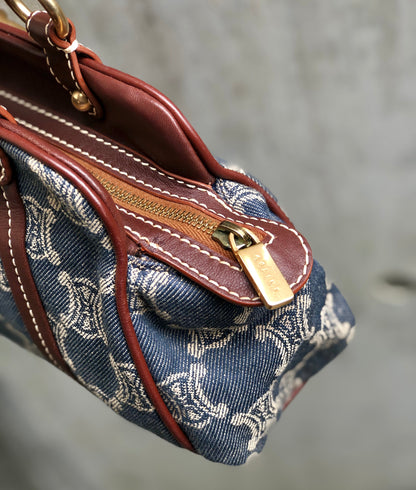 CELINE Paris Macadam Gancini Handbag Denim Indigo Vintage Old CELINE x8tkmu