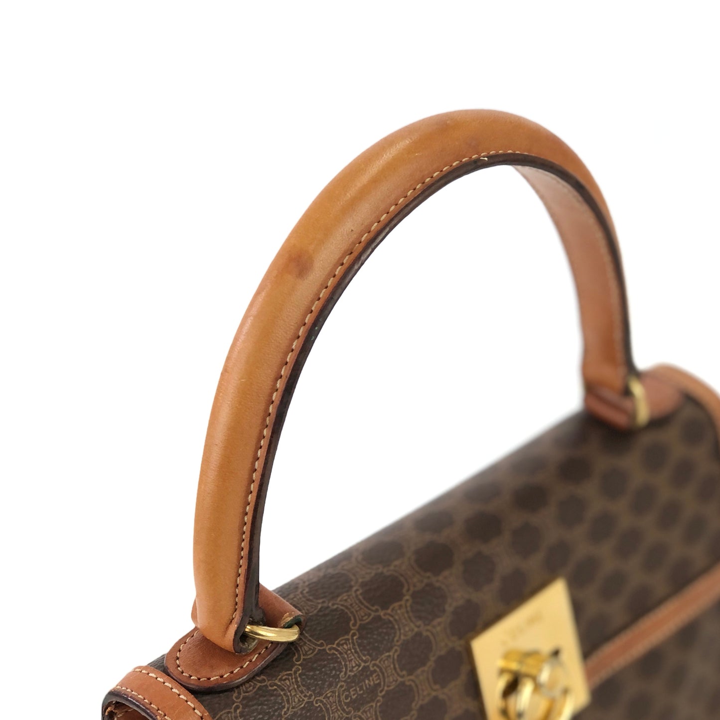 CELINE Macadam Gancini Top handle Handbag Brown Old CELINE Vintage hv5kw7