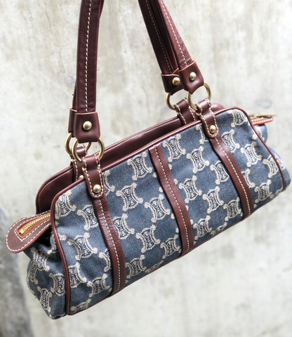 CELINE Paris Macadam Gancini Handbag Denim Indigo Vintage Old CELINE x8tkmu