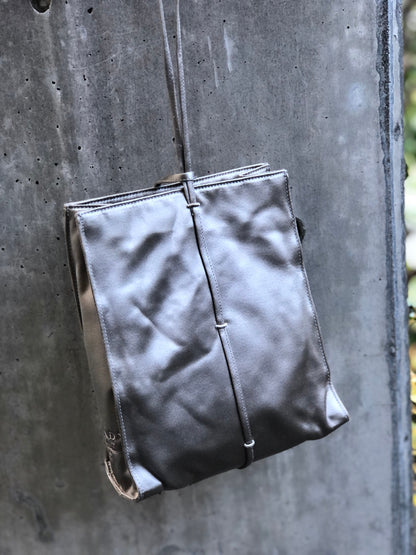 PRADA 標誌緞面迷你手提包袋銀色復古舊款 6aaarg