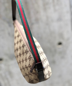 GUCCI sherry line GG canvas hobo mini bag accessory pouch handbag beige green vintage old Gucci s5hbds
