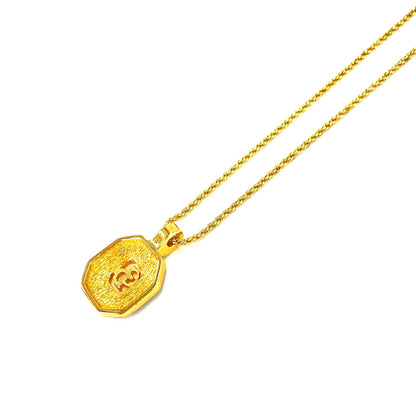 Christian Dior CD Stone Frame Octagon Necklace Gold Vintage Old fyfvvt