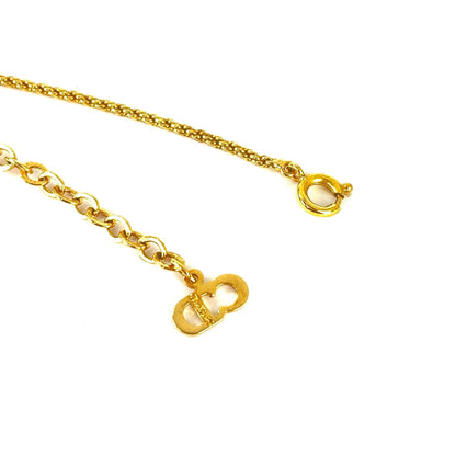 Christian Dior CD Stone Frame Octagon Necklace Gold Vintage Old fyfvvt