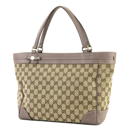 GUCCI GG帆布標誌緞帶皮革帆布MAYFAIR 257061手提包米色薰衣草灰色復古oldgucci tdg5wh