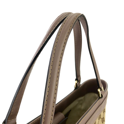 GUCCI GG帆布標誌緞帶皮革帆布MAYFAIR 257061手提包米色薰衣草灰色復古oldgucci tdg5wh