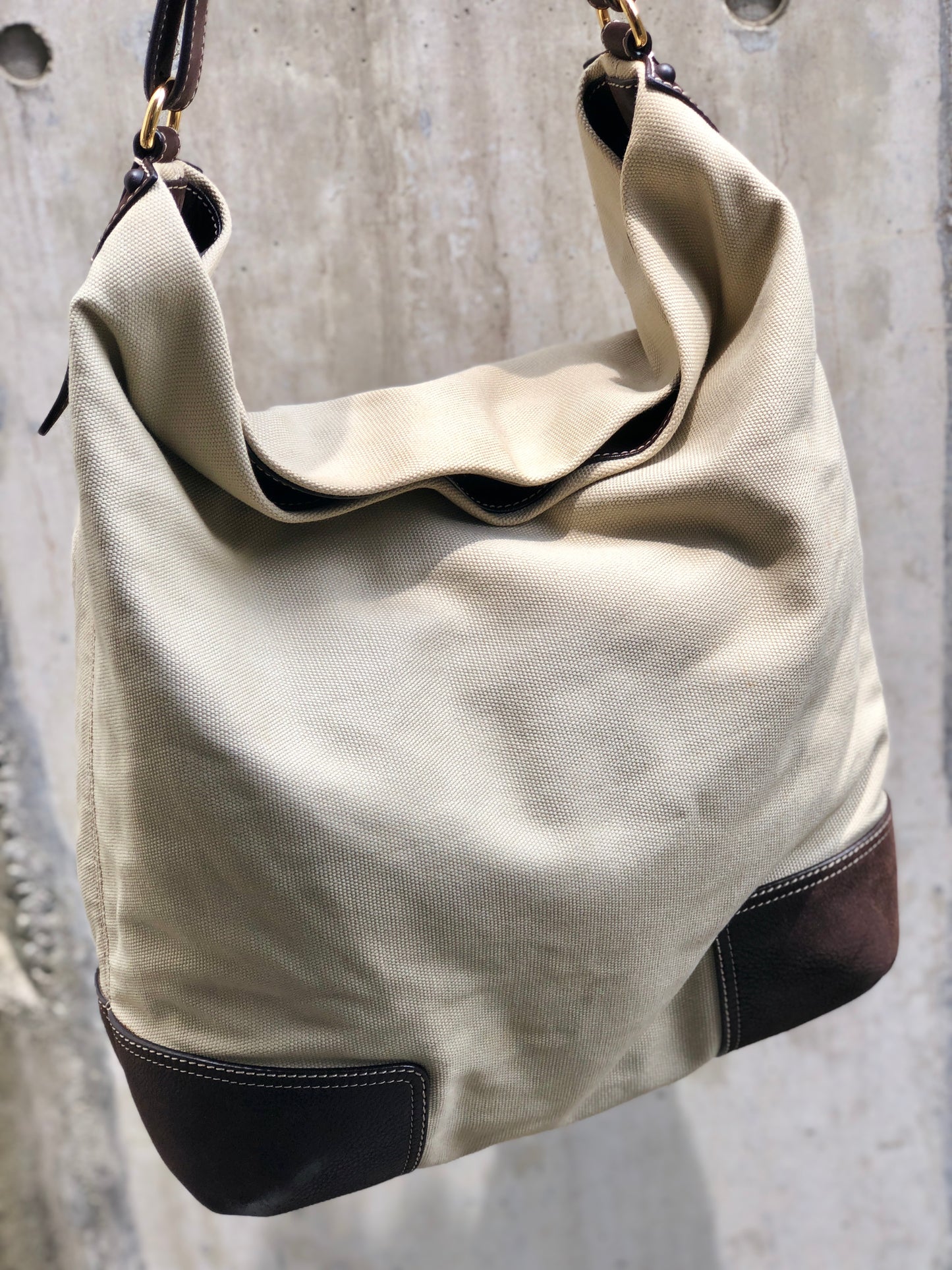 LOEWE Anagram canvas shoulder bag beige brown vintage old ki4dac