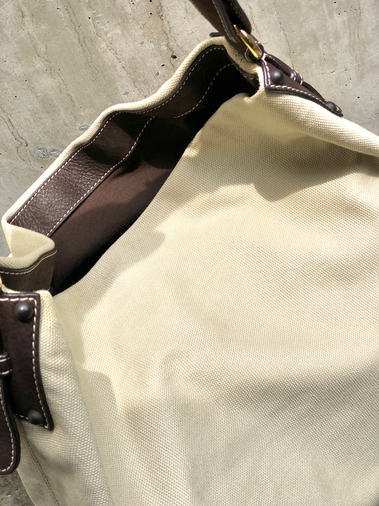 LOEWE Anagram canvas shoulder bag beige brown vintage old ki4dac