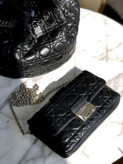 Christian Dior Cannage New lock Chain Crossbody Shoulder bag Black Vintage Old yrvfx2