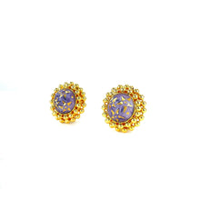 Load image into Gallery viewer, CELINE Starball Circle Earrings Gold Purple Vintage Old CELINE Accessories hn6ume
