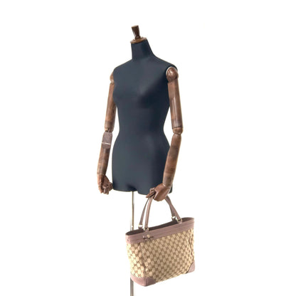 GUCCI GG帆布標誌緞帶皮革帆布MAYFAIR 257061手提包米色薰衣草灰色復古oldgucci tdg5wh