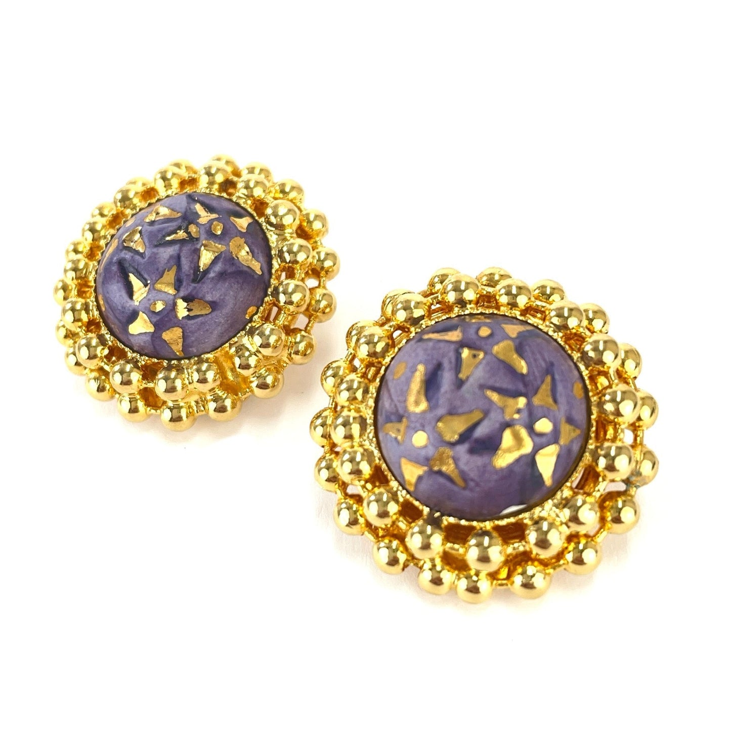 CELINE Starball Circle Earrings Gold Purple Vintage Old CELINE Accessories hn6ume