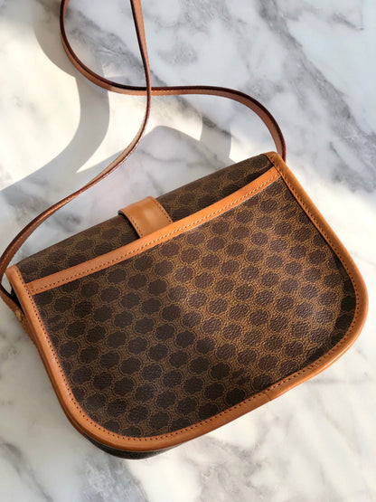CELINE Macadam Flap Buckle Crossbody Shoulder bag Brown Vintage Old Celine 3m2bpx
