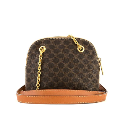 CELINE Macadam Chain Crossbody Mini Shoulderbag Brown Vintage Old Celine sjs8e3