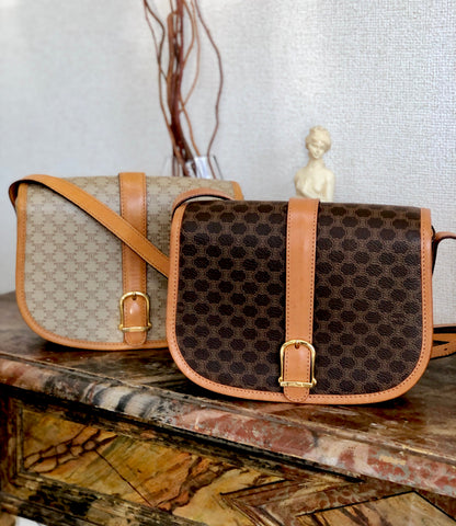 CELINE Macadam Flap Buckle Crossbody Shoulder bag Brown Vintage Old Celine 3m2bpx