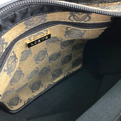 LOEWE Anagram Leather Canvas Handbag Brown Black Vintage Old jsd3j3