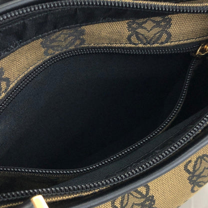 LOEWE Anagram Leather Canvas Handbag Brown Black Vintage Old jsd3j3