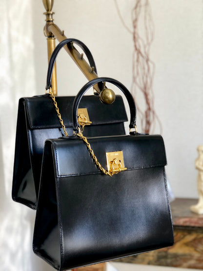 CELINE 鏈條扣手提包 黑色 復古 舊款 Celine t7rz5i