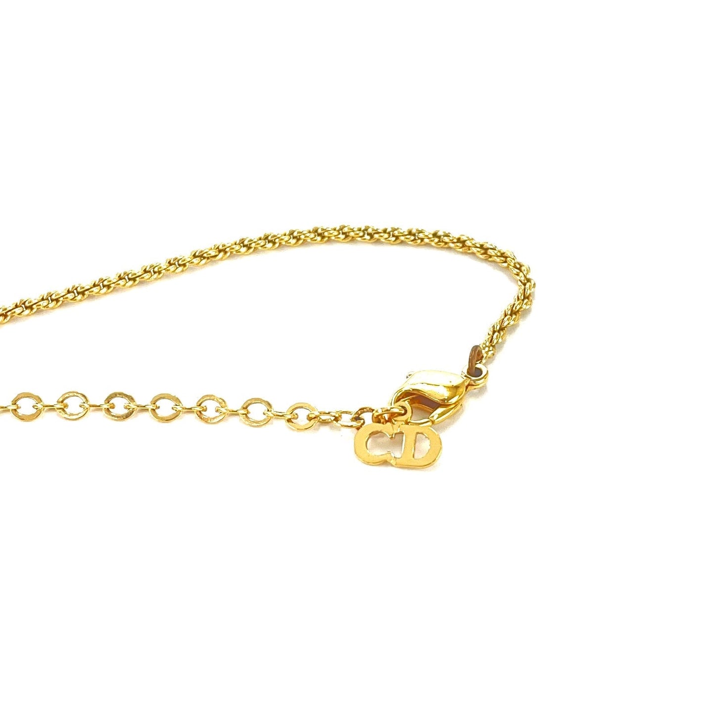 Christian Dior Oval Necklace Emblem logo Gold Vintage Old mvpx2h