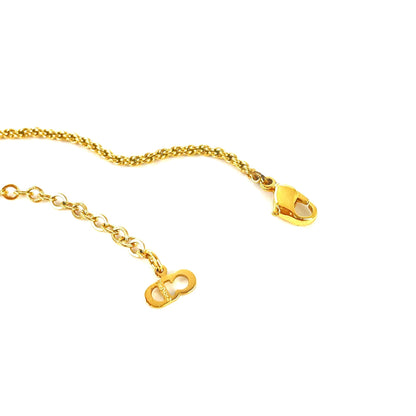 Christian Dior Oval Necklace Emblem logo Gold Vintage Old mvpx2h