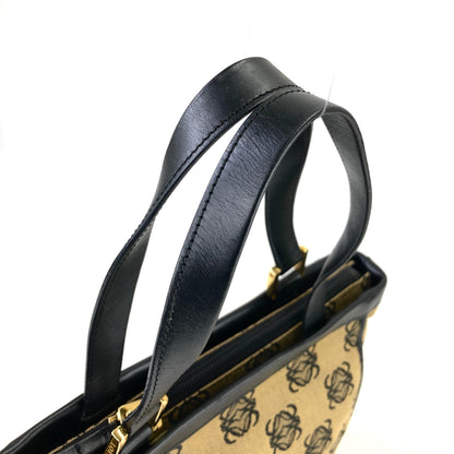 LOEWE Anagram Leather Canvas Handbag Brown Black Vintage Old jsd3j3