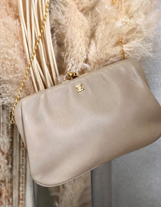 Celine Triomphe Blason Chain Mini bag Pochette Shoulder bag Beige Vintage Old Celine 6hb6it