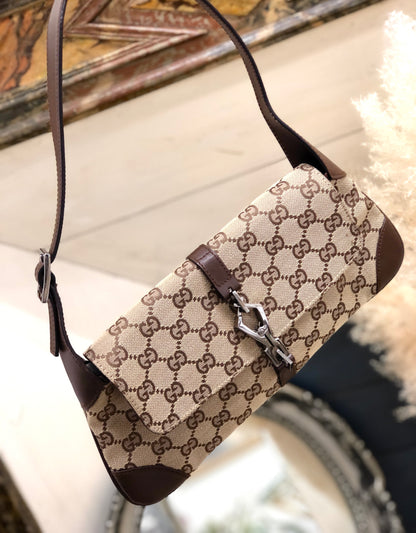 GUCCI Jackie GG canvas Handbag Hobobag Beige Vintage Old Gucci wnaaty