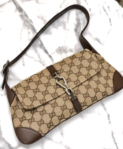 GUCCI Jackie GG canvas Handbag Hobobag Beige Vintage Old Gucci wnaaty