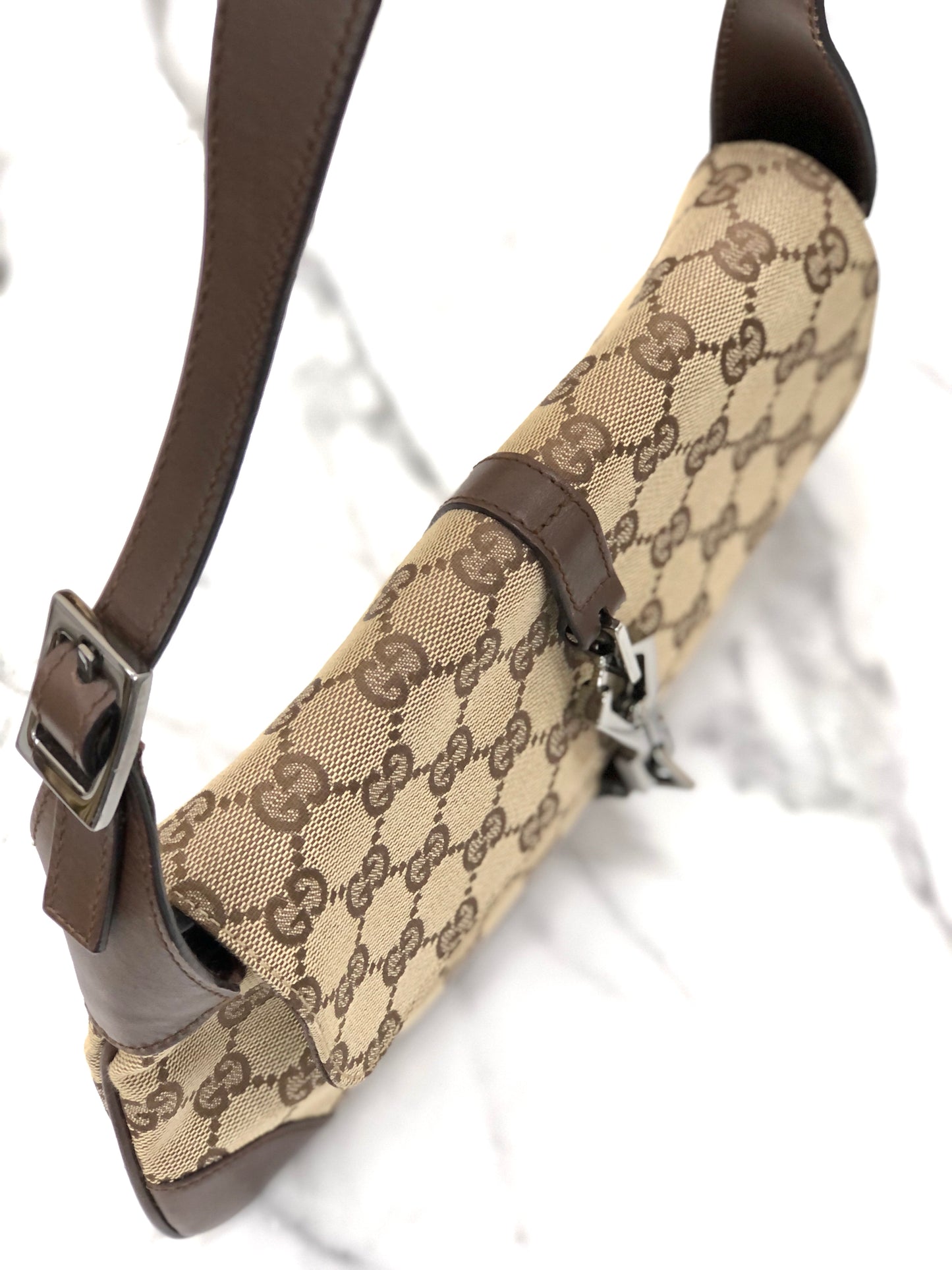 GUCCI Jackie GG canvas Handbag Hobobag Beige Vintage Old Gucci wnaaty