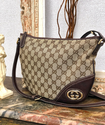GUCCI GG canvas Interlocking Crossbody Shoulder bag Brown Vintage Old py4kmk
