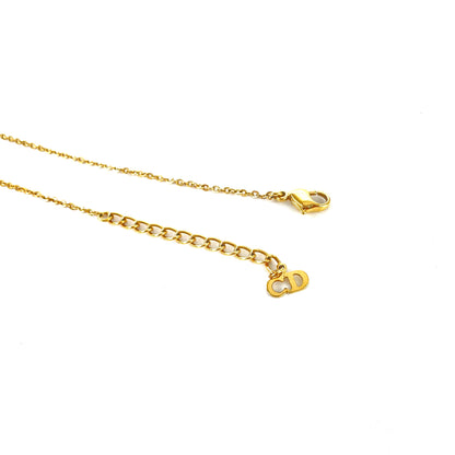 Christian Dior Emblem Stone Heart Necklace Gold Vintage Old 5mr7zs