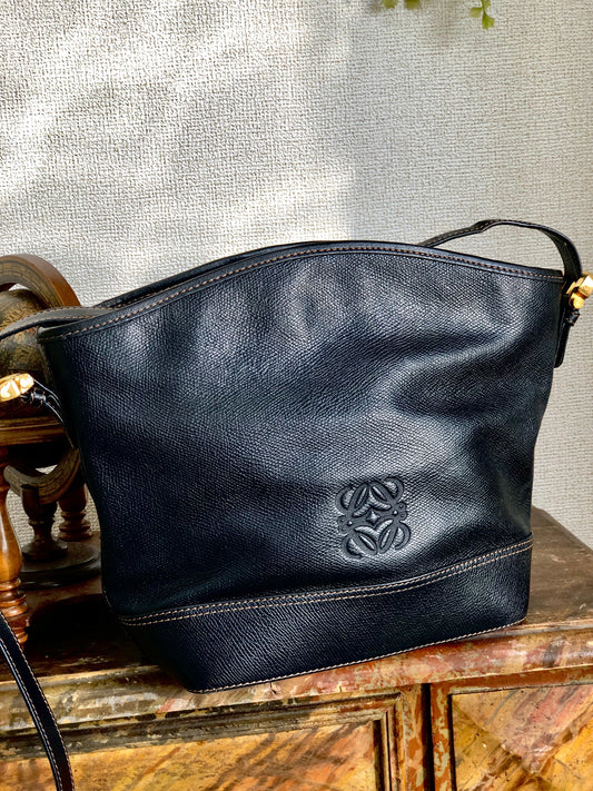 LOEWE Anagram Shoulderbag Black Vintage Old yv6ak2