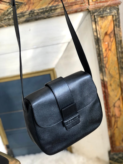 CELINE 標誌肩背包壓花皮革黑色舊 Celine 復古 rg5355