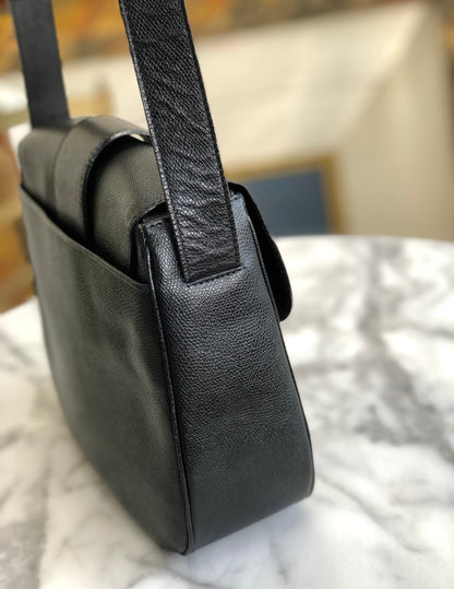 CELINE 標誌肩背包壓花皮革黑色舊 Celine 復古 rg5355